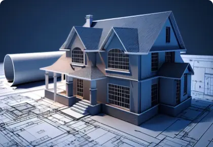 Blueprint Designs And a Home Model for a Construction